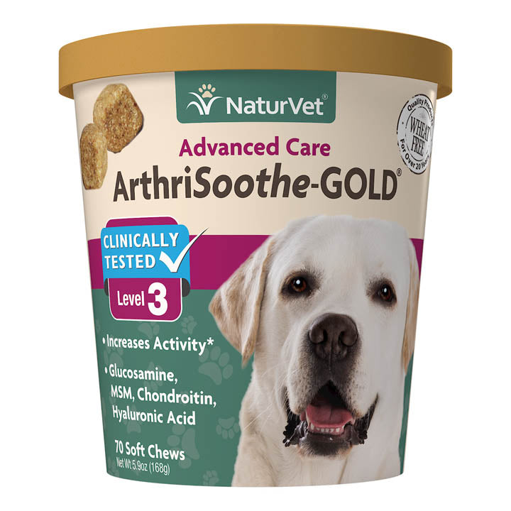 Naturvet ArthriSoothe Gold Level 3 Soft Chew Small & Medium Breeds Hip and Joint Dog Supplements - 70 ct Cup  