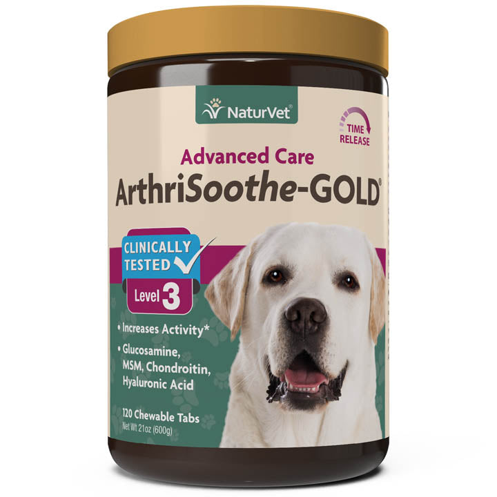 Naturvet ArthriSoothe GOLD Tablets Time Release Hip and Joint Dog Supplements - 120 ct Jar  