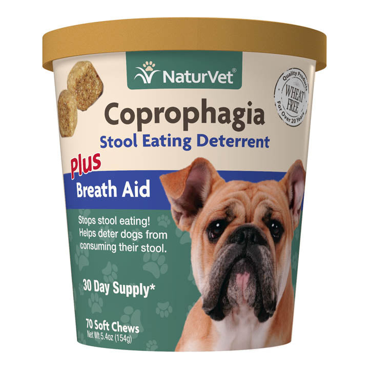 Naturvet Coprophagia Plus Breath Aid Soft Chew Stool Eating Deterrent Cat and Dog Supplements - 70 ct Cup  