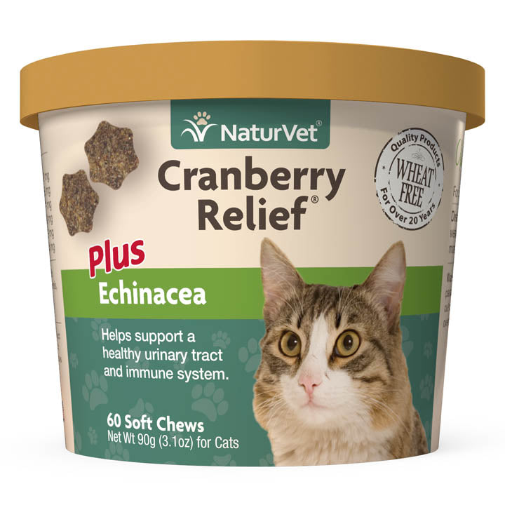 Naturvet Cranberry Relief Plus Echinacea CAT Cat Chewy Supplements - 60 ct Cup  