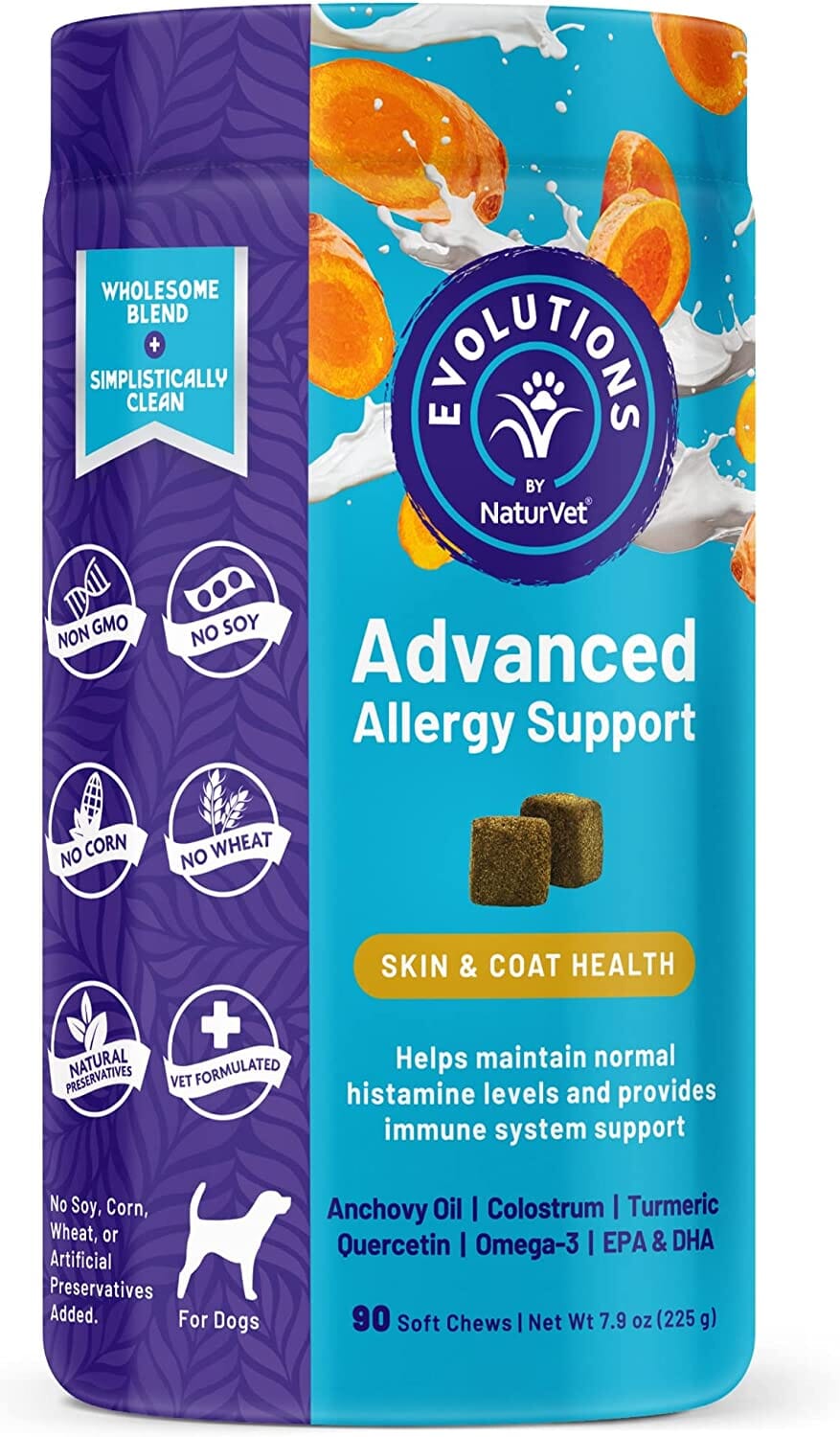 Naturvet Evolutions Advanced Allergy Support Soft Chews Dog Supplements - 90 Count  