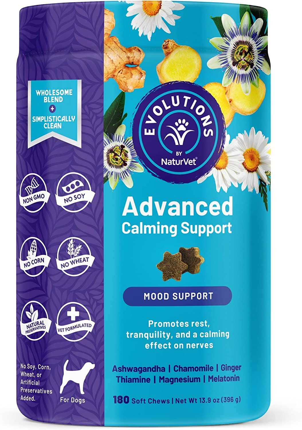 Naturvet Evolutions Advanced Calming Soft Chews Dog Supplements - 180 Count  