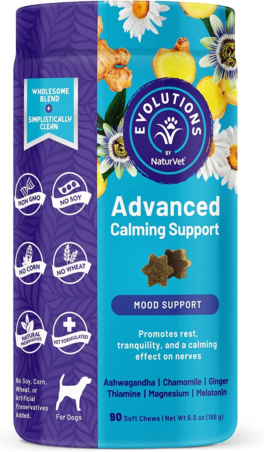 Naturvet Evolutions Advanced Calming Soft Chews Dog Supplements - 90 Count  