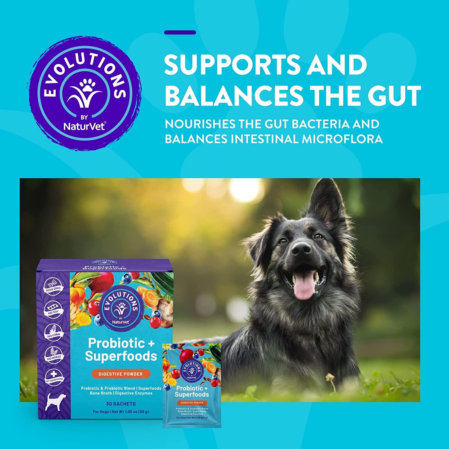 Naturvet Evolutions Probiotic + Superfoods SACHET Soft Chews Dog Supplements - 30 Count  