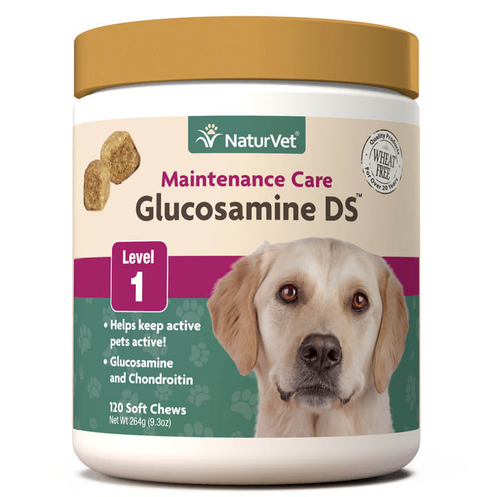 Naturvet Glucosamine DS Level 1 Soft Chews Hip and Joint Cat and Dog Supplements - 120 ct Jar  