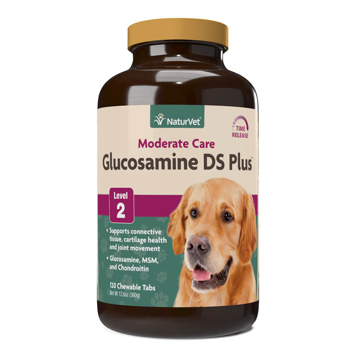 Naturvet Glucosamine DS Level 2 Tablets Hip and Joint Cat and Dog Supplements - 120 ct Bottle  