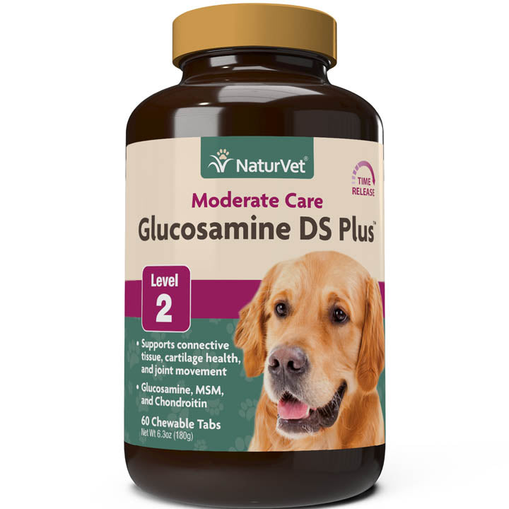 Naturvet Glucosamine DS Level 2 Tablets Hip and Joint Cat and Dog Supplements - 60 ct Bottle  