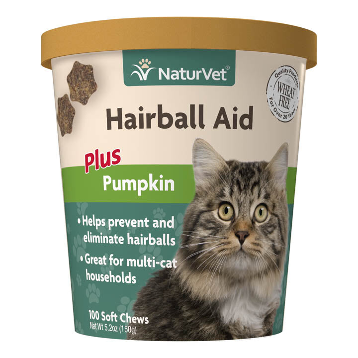 Naturvet Hairball Plus Pumpkin Cat Chewy Supplements - 100 ct Cup  