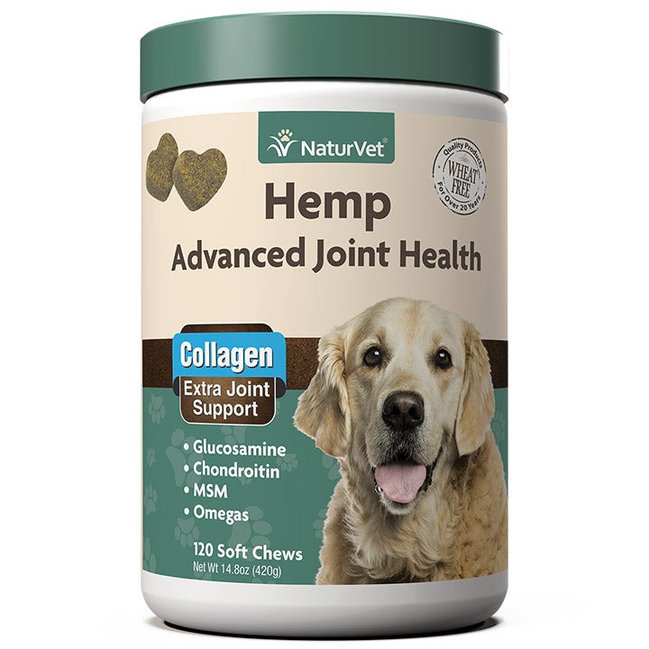 Naturvet Hemp Advanced Joint Health Soft Chews Hip and Joint Dog Supplements - 120 ct Bottle  