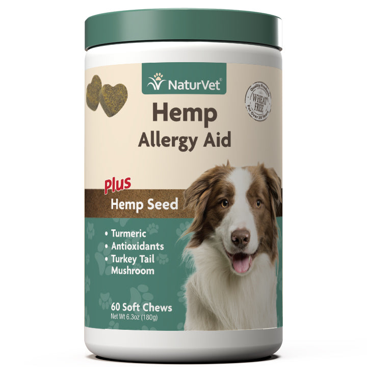 Naturvet Hemp Allergy Aid Plus Hemp Seed Soft Chew Cat and Dog Supplements - 60 ct Jar  