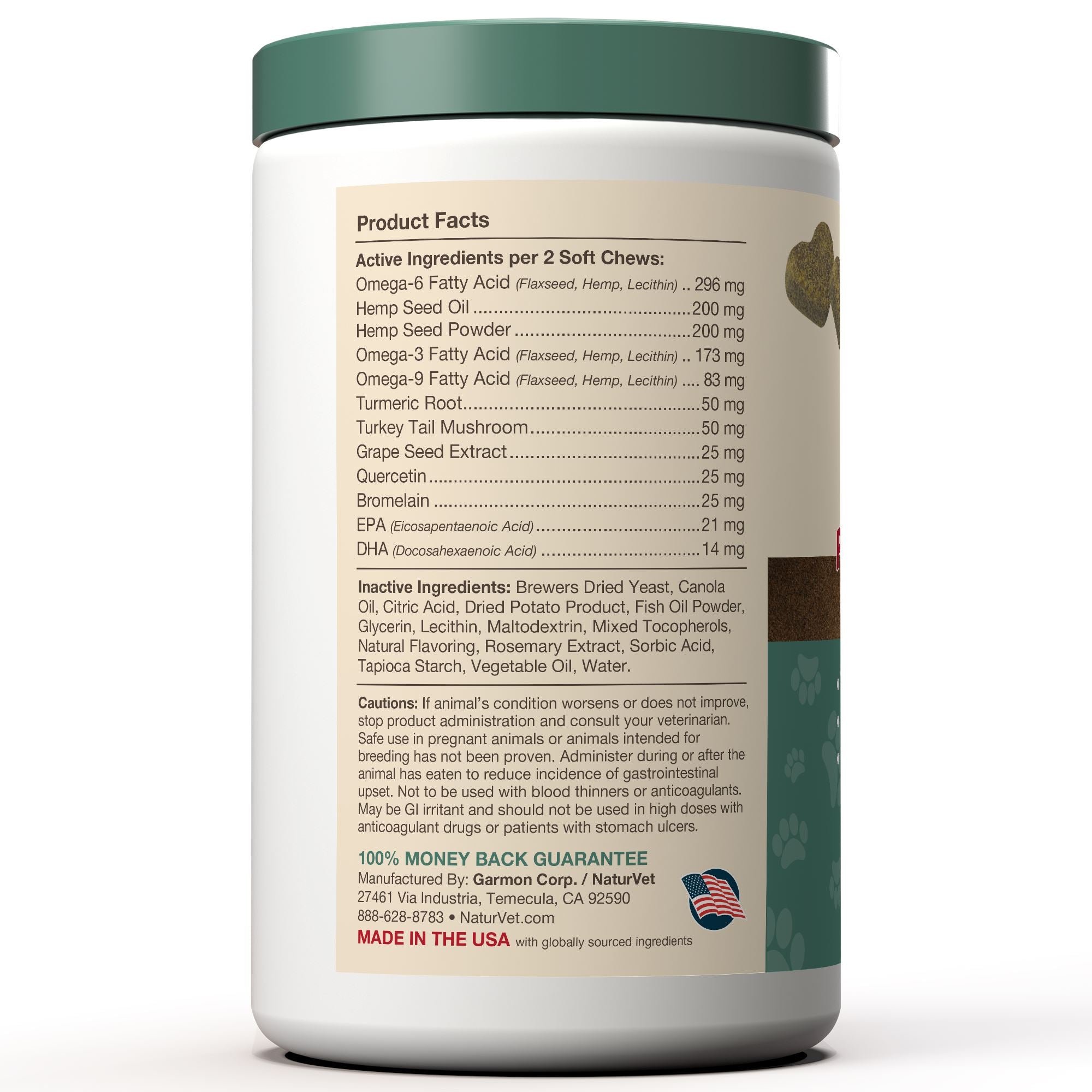 Naturvet Hemp Allergy Aid Plus Hemp Seed Soft Chew Cat and Dog Supplements - 60 ct Jar  