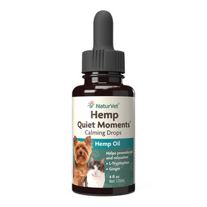 Naturvet Hemp Quiet Moments Calming Drops Hemp Oil for Dogs & Cats - 4 oz Bottle