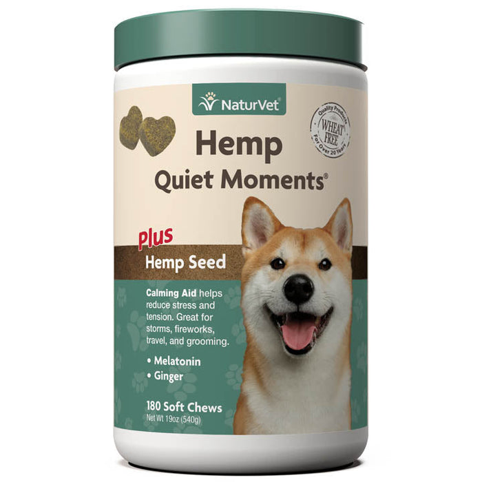 Naturvet Hemp Quiet Moments Plus Hemp Seed Soft Chew Cat and Dog Supplements - 180 ct Jar