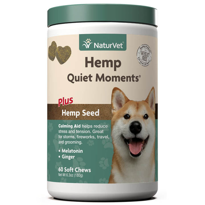 Naturvet Hemp Quiet Moments Plus Hemp Seed Soft Chew Cat and Dog Supplements - 60 ct Jar