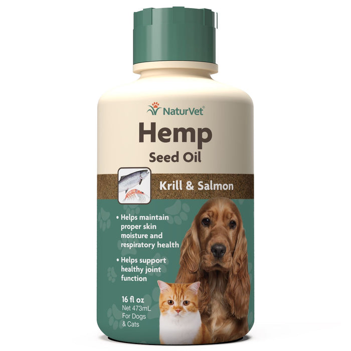 Naturvet Hemp Seed Oil Krill Oil & Salmon Oil Cat and Dog Supplements - 16 oz