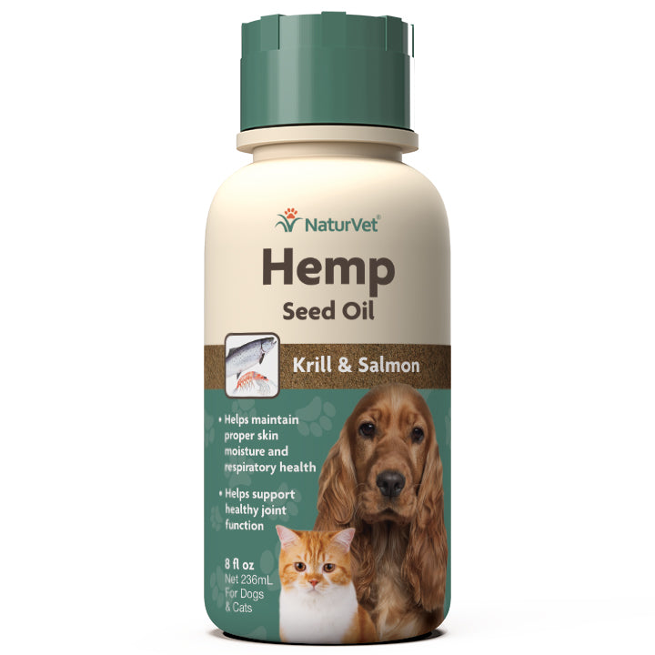 Naturvet Hemp Seed Oil Krill Oil & Salmon Oil Cat and Dog Supplements - 8 oz  