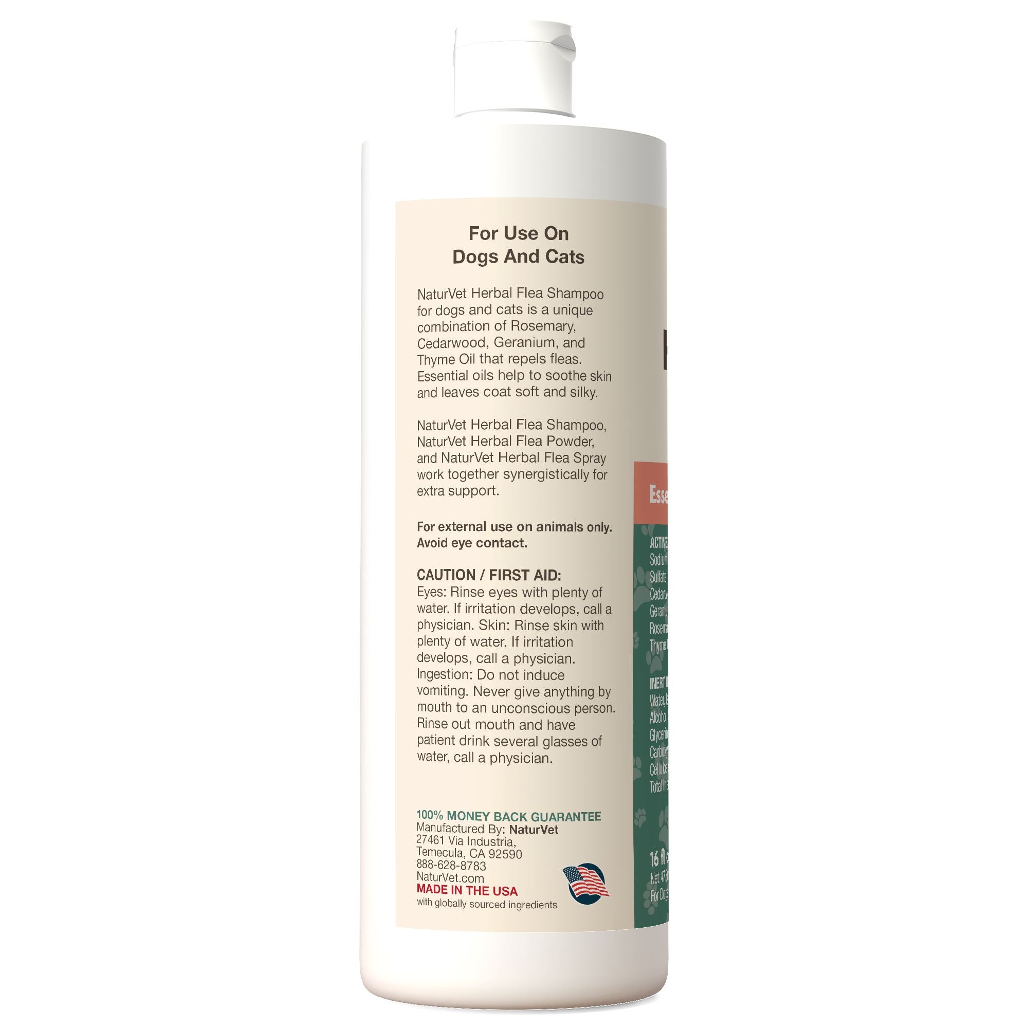 Naturvet Herbal Cat and Dog Flea and Tick Shampoo - 16 oz Bottle  