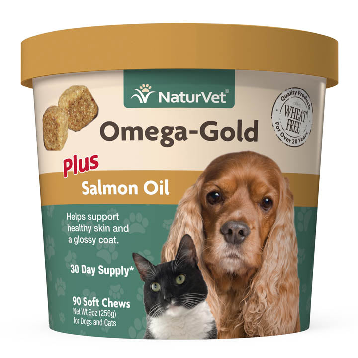 Naturvet Omega Gold Plus Salmon Oil Soft Chew Cat and Dog Supplements - 90 ct Cup  