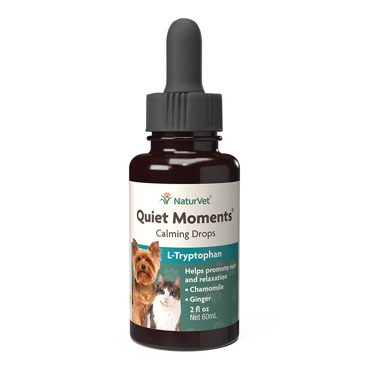 Naturvet Quiet Moments Calming Drops with L Tryptophan Dog and Cat Supplements - 2 oz Bottle  