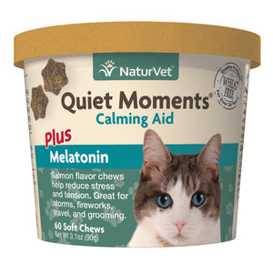 Naturvet Quiet Moments Plus Melatonin Cat Chewy Supplements - 60 ct Cup