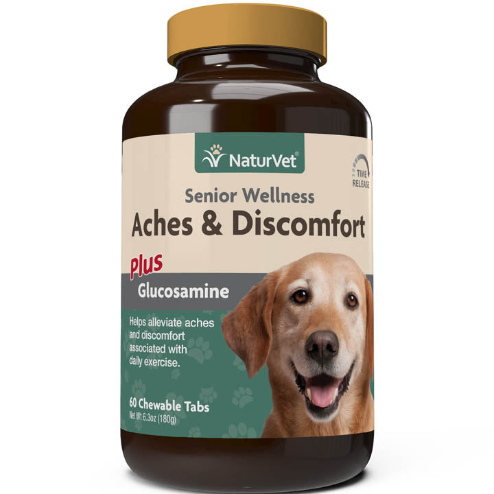 Naturvet Senior Aches & Discomfort Tablets Hip and Joint Dog Supplements - 60 ct Bottle  