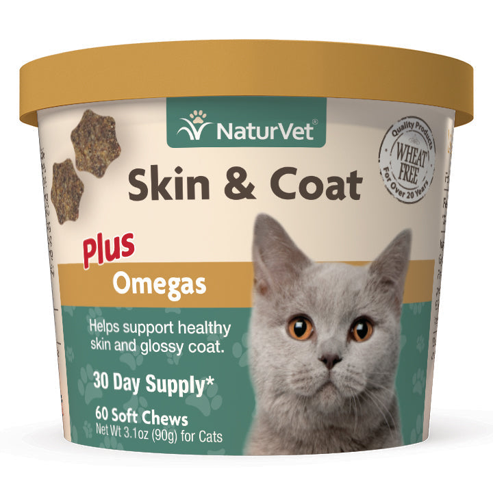 Naturvet Skin & Coat Plus Omegas Cat Chewy Supplements - 60 ct Cup  