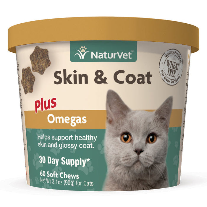 Naturvet Skin & Coat Plus Omegas Cat Chewy Supplements - 60 ct Cup