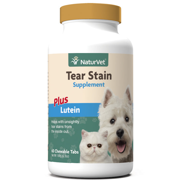 Naturvet Tear Stain Supplement Tablets Cat and Dog Tear Stain Remover - 60 ct Bottle  