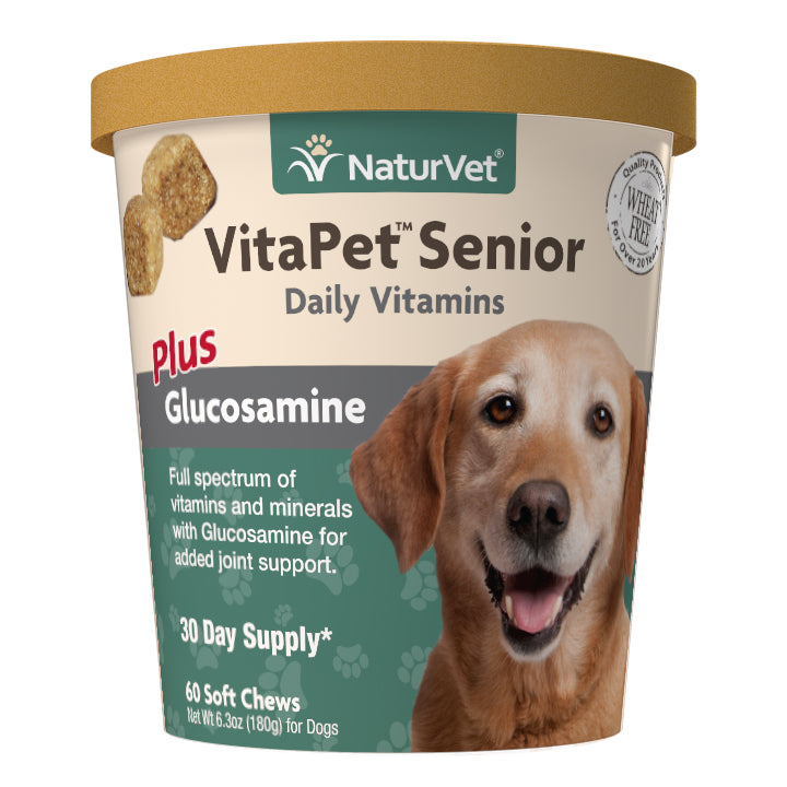 Naturvet Vita Pet Senior Plus Glucosamine Soft Chew Dog Supplements - 60 ct Cup  