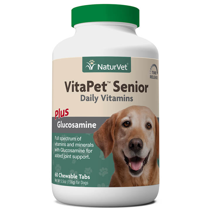 Naturvet Vita Pet SENIOR with Glucosamine Tablets Dog Supplements - 60 ct Bottle  