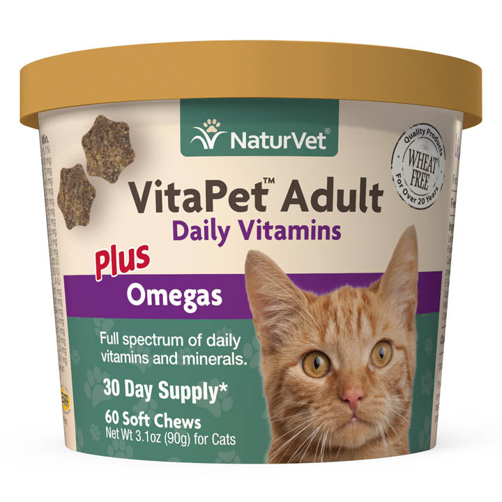 Naturvet VitaPet Adult Plus Omegas Cat Chewy Supplements - 60 ct Cup  