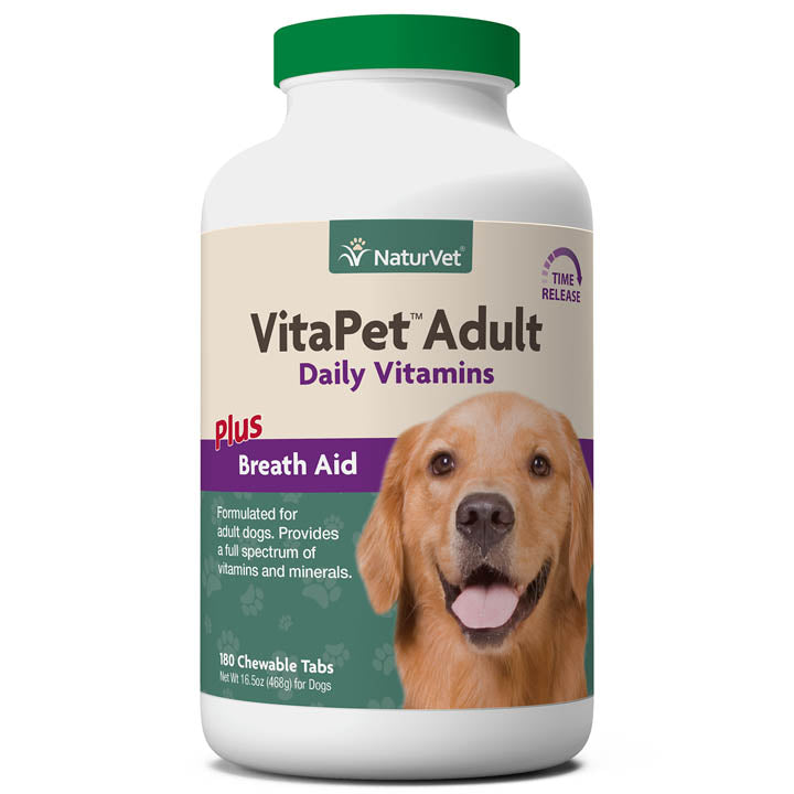 Naturvet VitaPet Adult Tablets Time Release Dog Supplements - 180 ct Bottle  