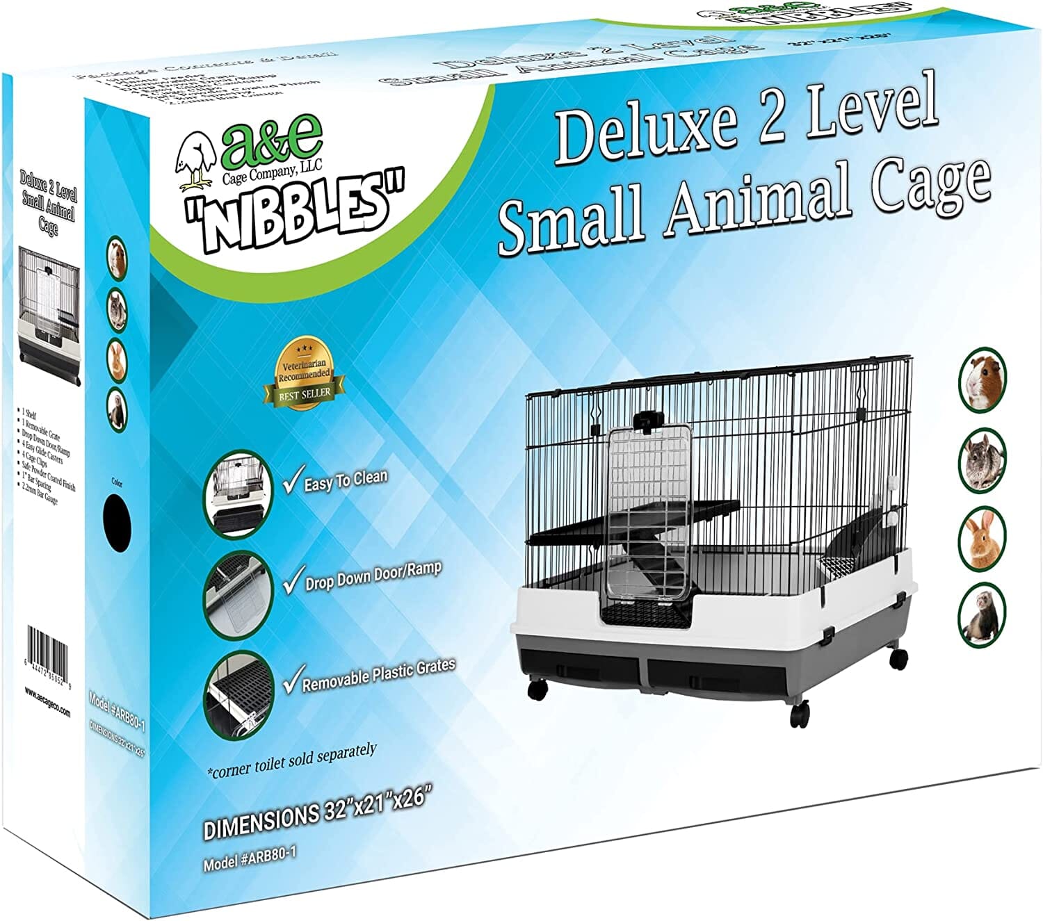 Nibbles Deluxe 2 Level Small Animal Cage - 32 X 21 X 26 In  