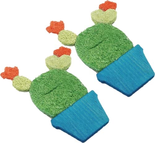 Nibbles Loofah Potted Cactus Small Animal Chew Toys - Small - 2 Pack  