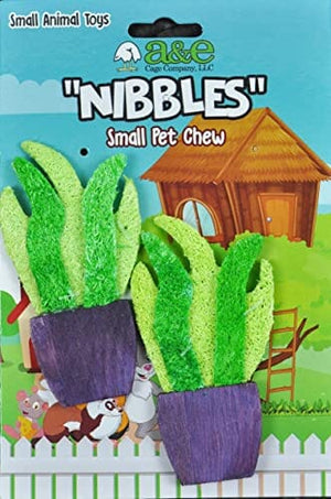 Nibbles Loofah Potted Plant Chews Small Animal Chew Toy - Small - 2 Pack