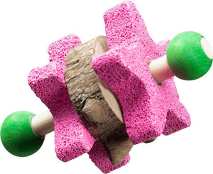 Nibbles Pumice Star Dumbbell with Wooden Blocks Small Animal Toy