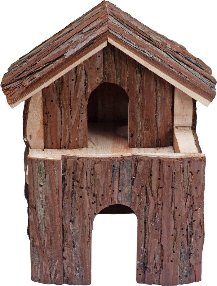 Nibbles Small Animal Deluxe 2 Story Log Cabin Hut Small Animal Hideaway -