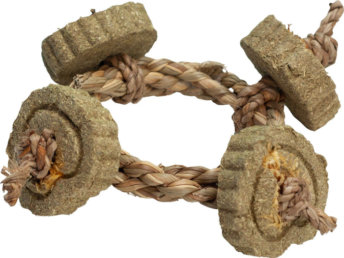 Nibbles Timothy Hay Braided Rope Circle Chew Toy Small Animal Chewy Treats -