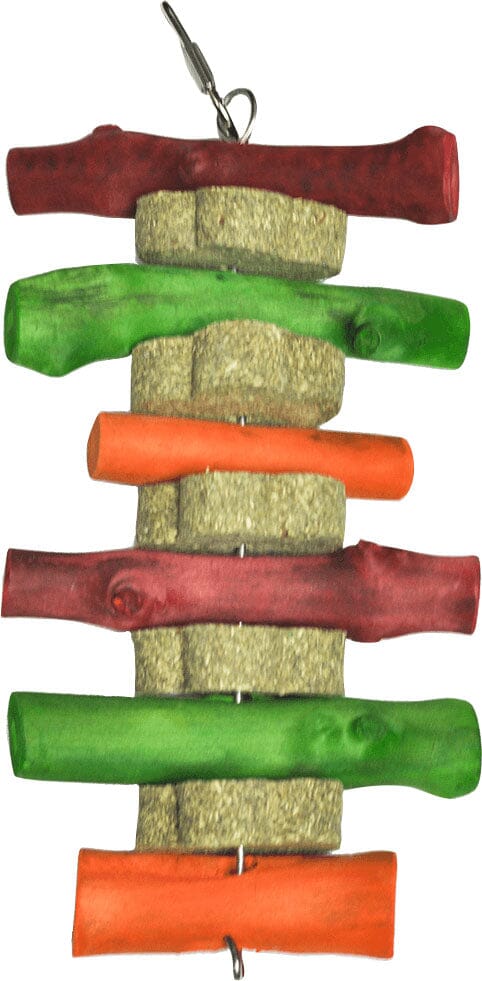 Nibbles Timothy Hay Stack Small Animal Chew Toy with Wood Sticks - Small  