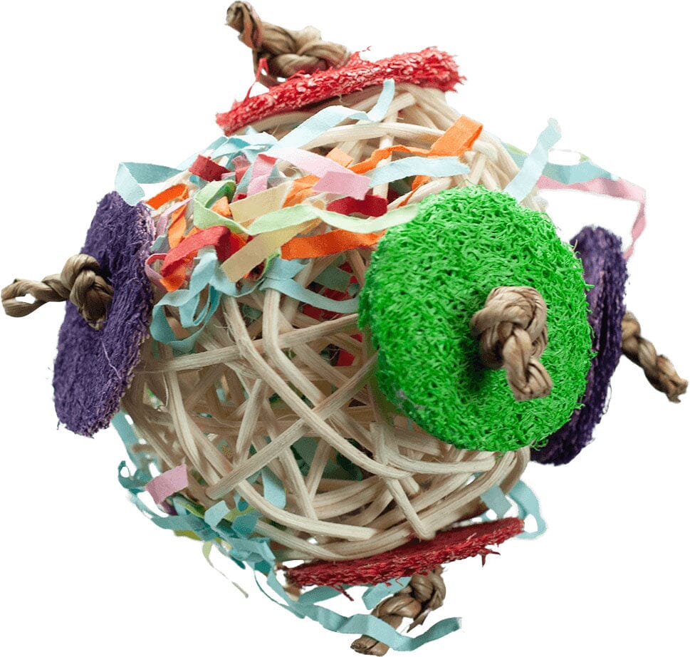 Nibbles Vine Ball Chew with Crinkle Paper & Loofah Small Animal Chew Toy - Large  