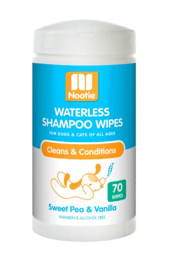 Nootie Sweet Pea & Vanilla Waterless Shampoo Wipes For Dogs & Cats  