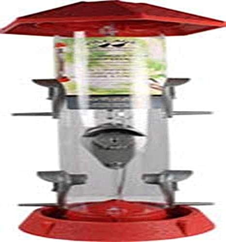 North States 2-In-1 Hinged Port Plastic Hopper Wild Bird Feeder - Red - 1.75 Lbs Cap  