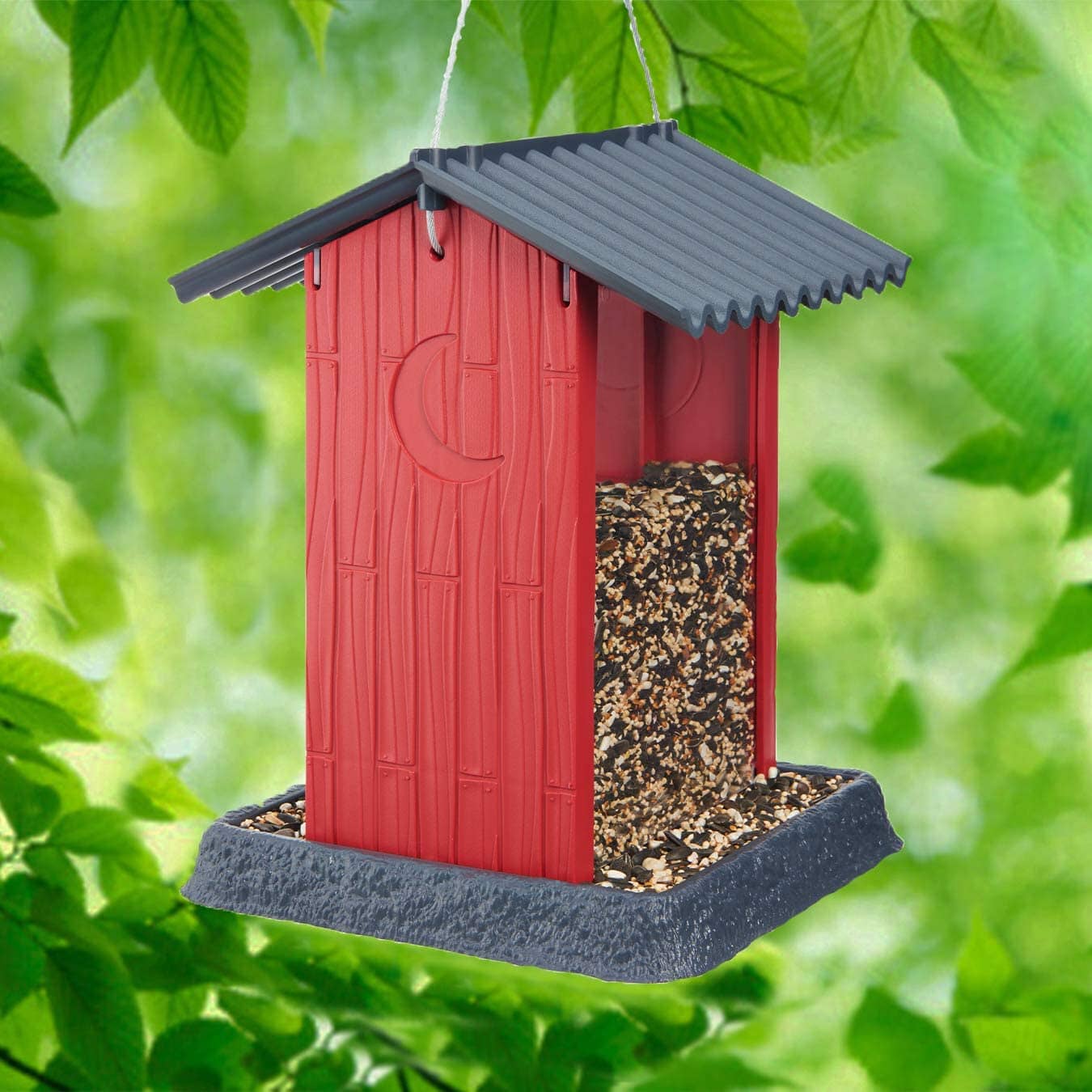 North States Shed Plastic Hopper Wild Bird Feeder - Red - 4.25 Lbs Cap  