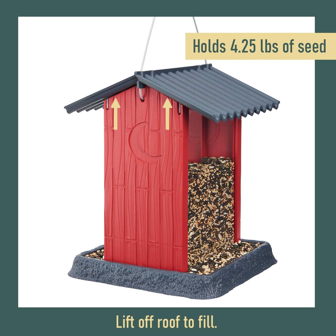 North States Shed Plastic Hopper Wild Bird Feeder - Red - 4.25 Lbs Cap  