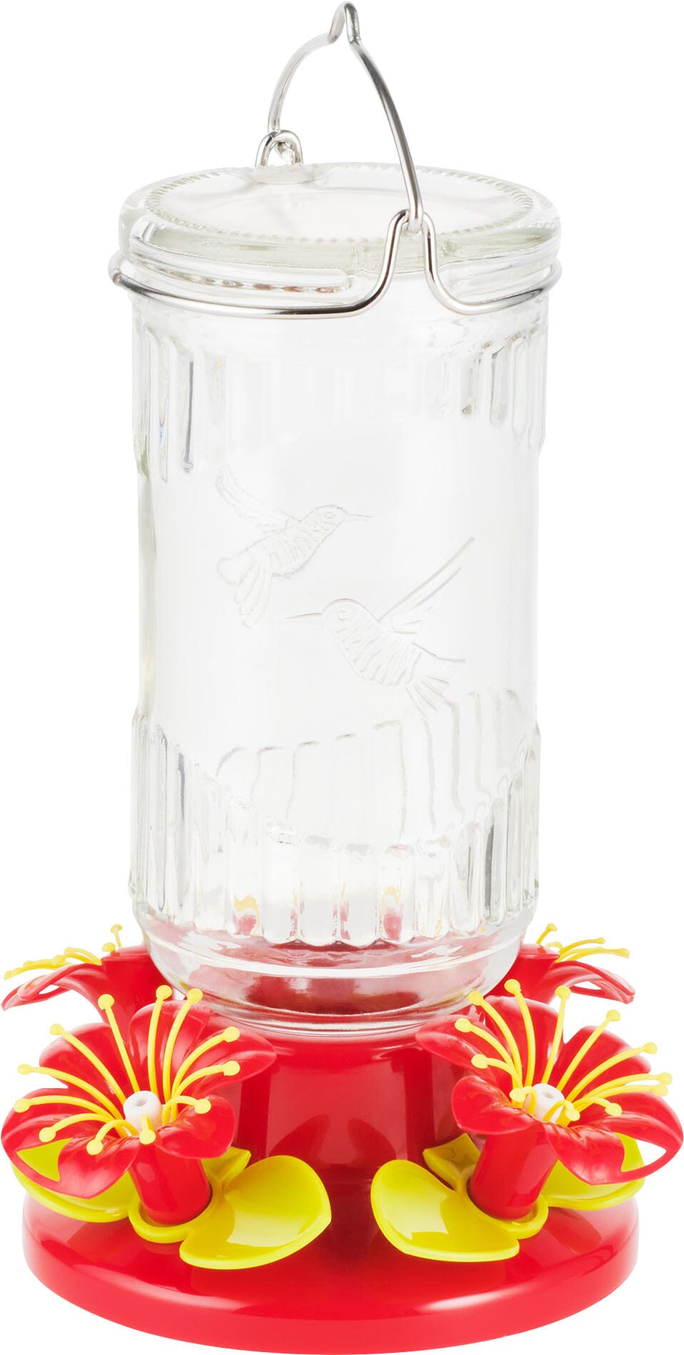 North States Stargazer Glass Hummingbird Feeder - Red/Yellow - 26 Oz  