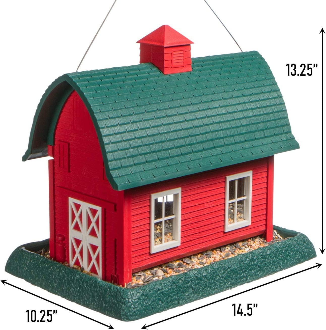 North States Village Collection Barn Bird Plastic Hopper Wild Bird Feeder - Red - 8 Lbs Cap  