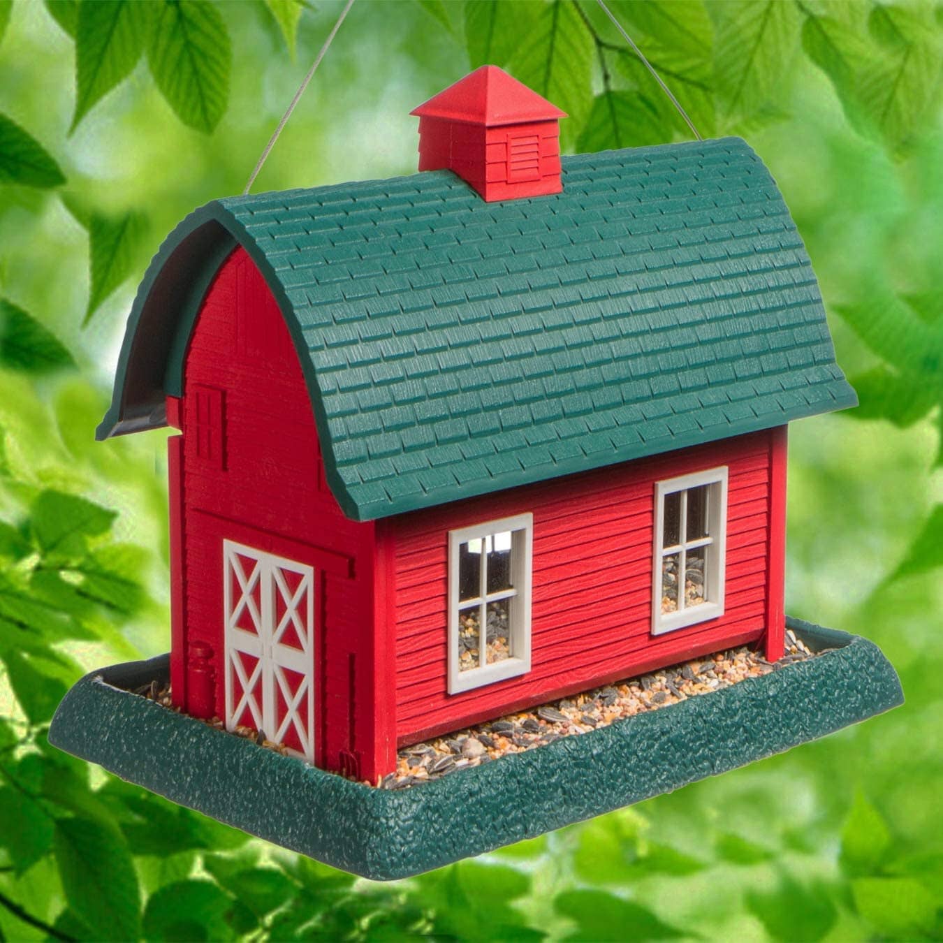 North States Village Collection Barn Bird Plastic Hopper Wild Bird Feeder - Red - 8 Lbs Cap  