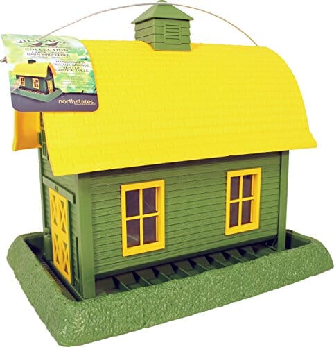 North States Village Collection Barn Plastic Hopper Wild Bird Feeder - Green/Yellow - 8 Lbs Cap  