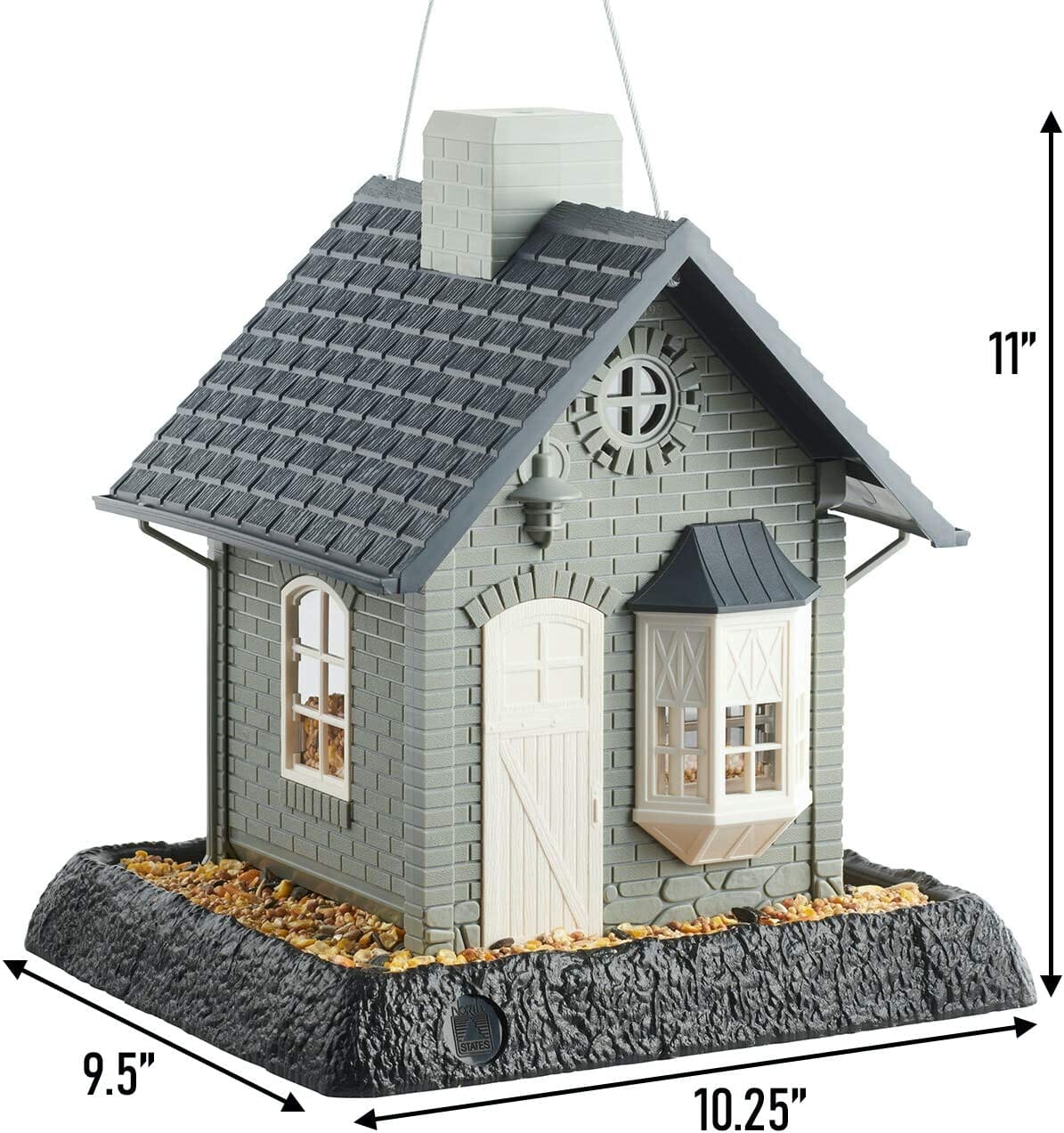North States Village Collection Bayside Cottage Plastic Hopper Wild Bird Feeder - Gray/Blue - 5 Lbs Cap  
