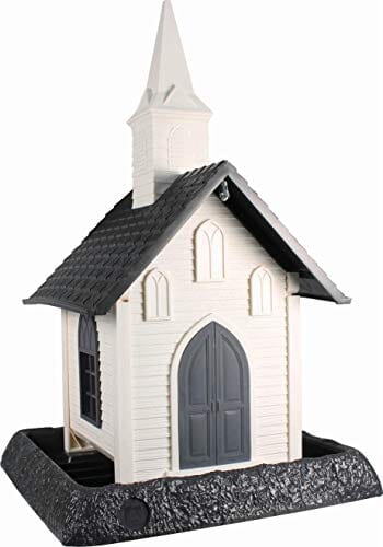 North States Village Collection Church Plastic Hopper Wild Bird Feeder - White/Gray - 5 Lbs Cap  